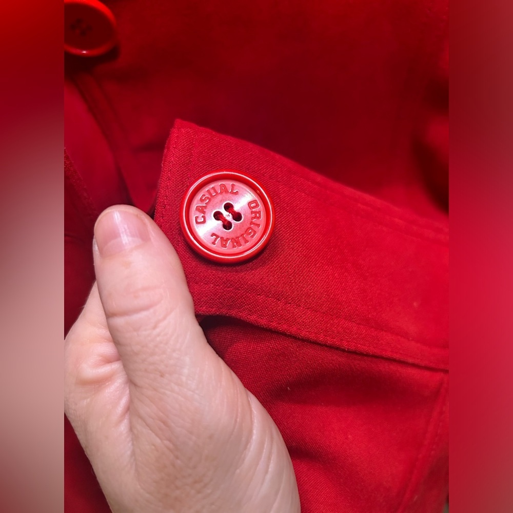 LUDIA Brand Red Button Down Blazer Vintage 80s 90s Suede Lined See Measurements - Picture 13 of 13